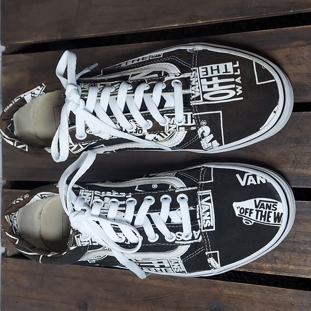 Vans Off the Wall logo Old Skool black and white skateboard Unisex sneakers - Picture 4 of 11